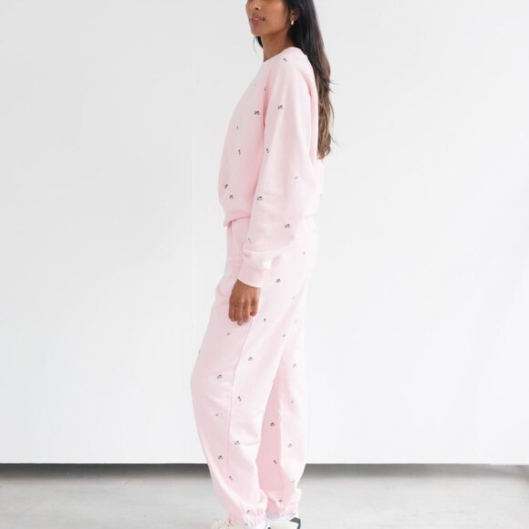 Brunette the Label Pink Floral "Be Kind" Track Pants - Brand New (never worn)! - Picture 1 of 7